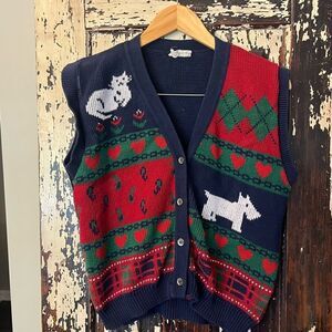 Creations III Vintage dog and cat sweater vest. Women’s Large.